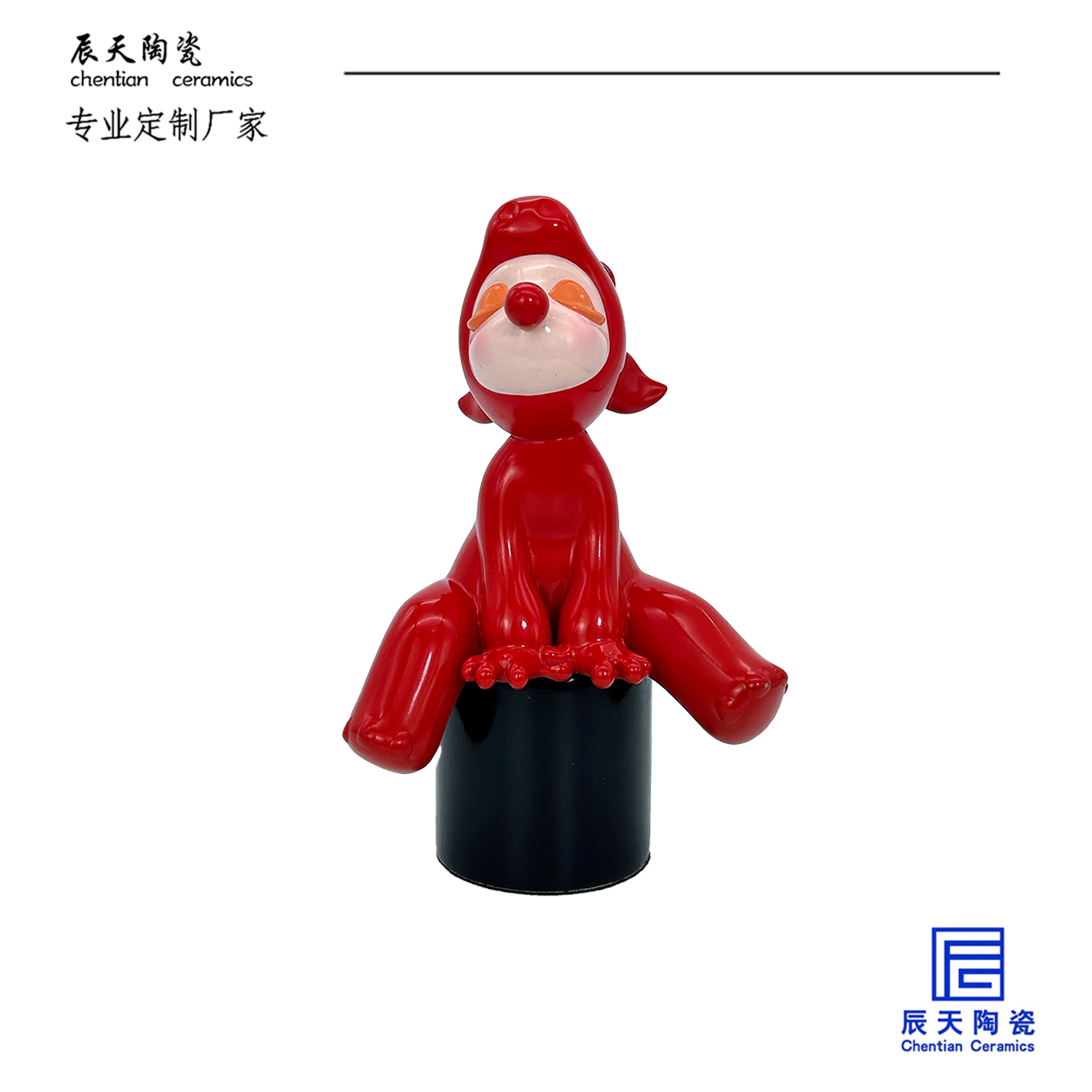 <b>客戶定制 創意紅色動物陶瓷擺件</b>