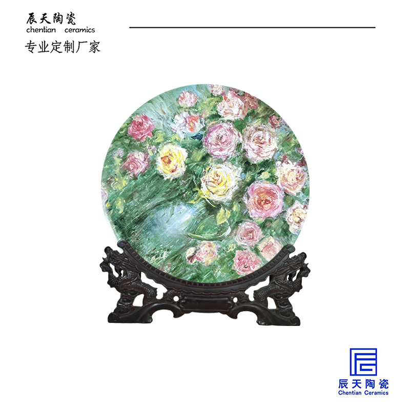 <b>客戶定制 復古花卉陶瓷紀念盤</b>